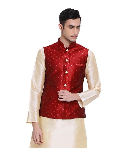sanwara-maroon-printed-nehru-jacket