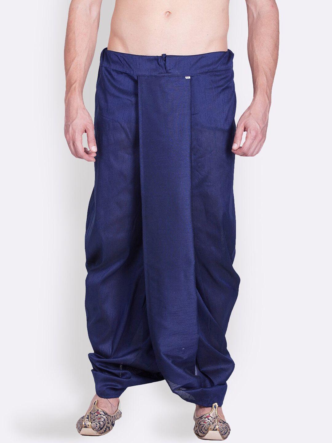 sanwara men blue-coloured solid traditional art silk dhoti pants
