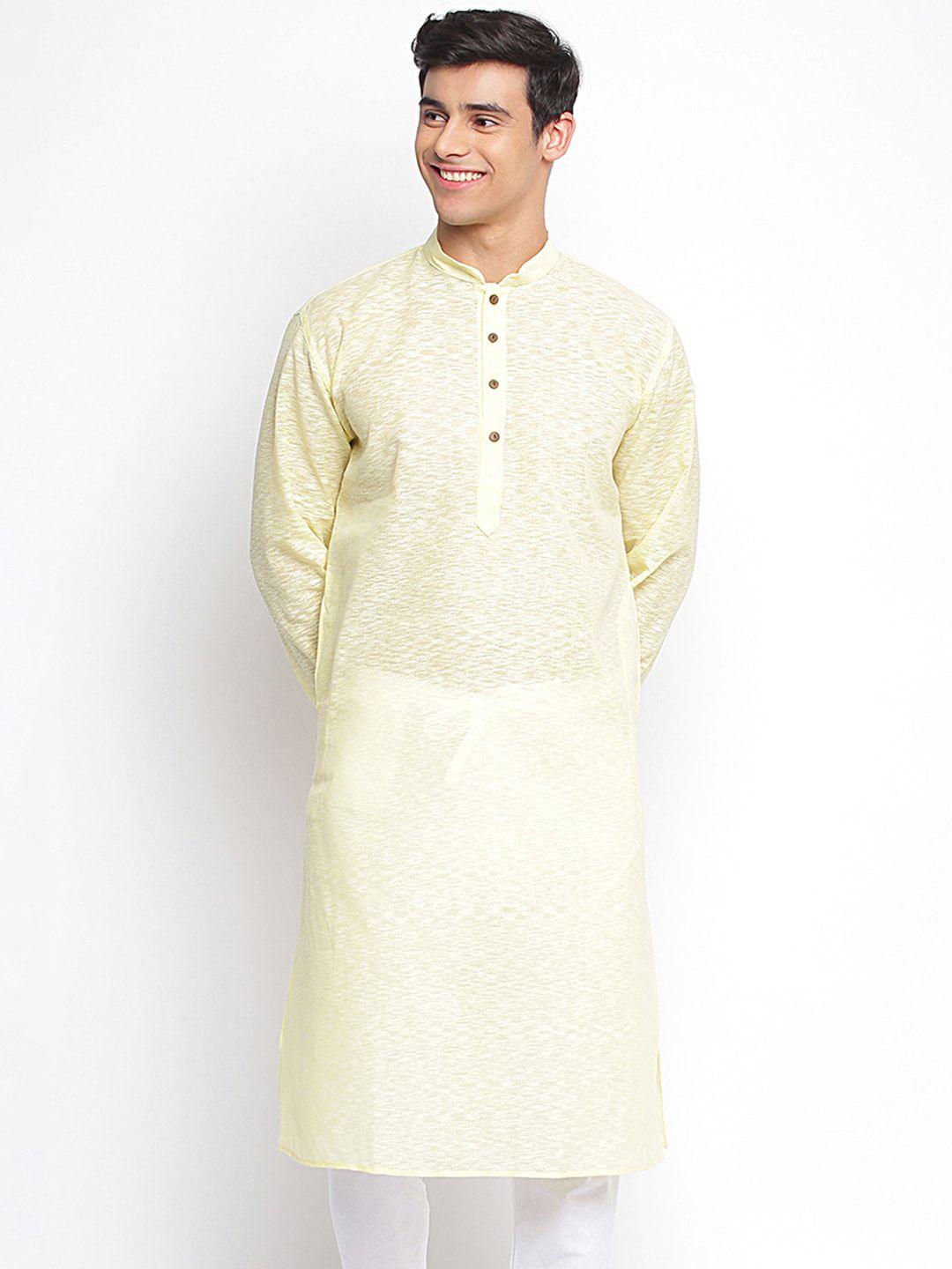 sanwara woven design mandarin collar cotton kurta
