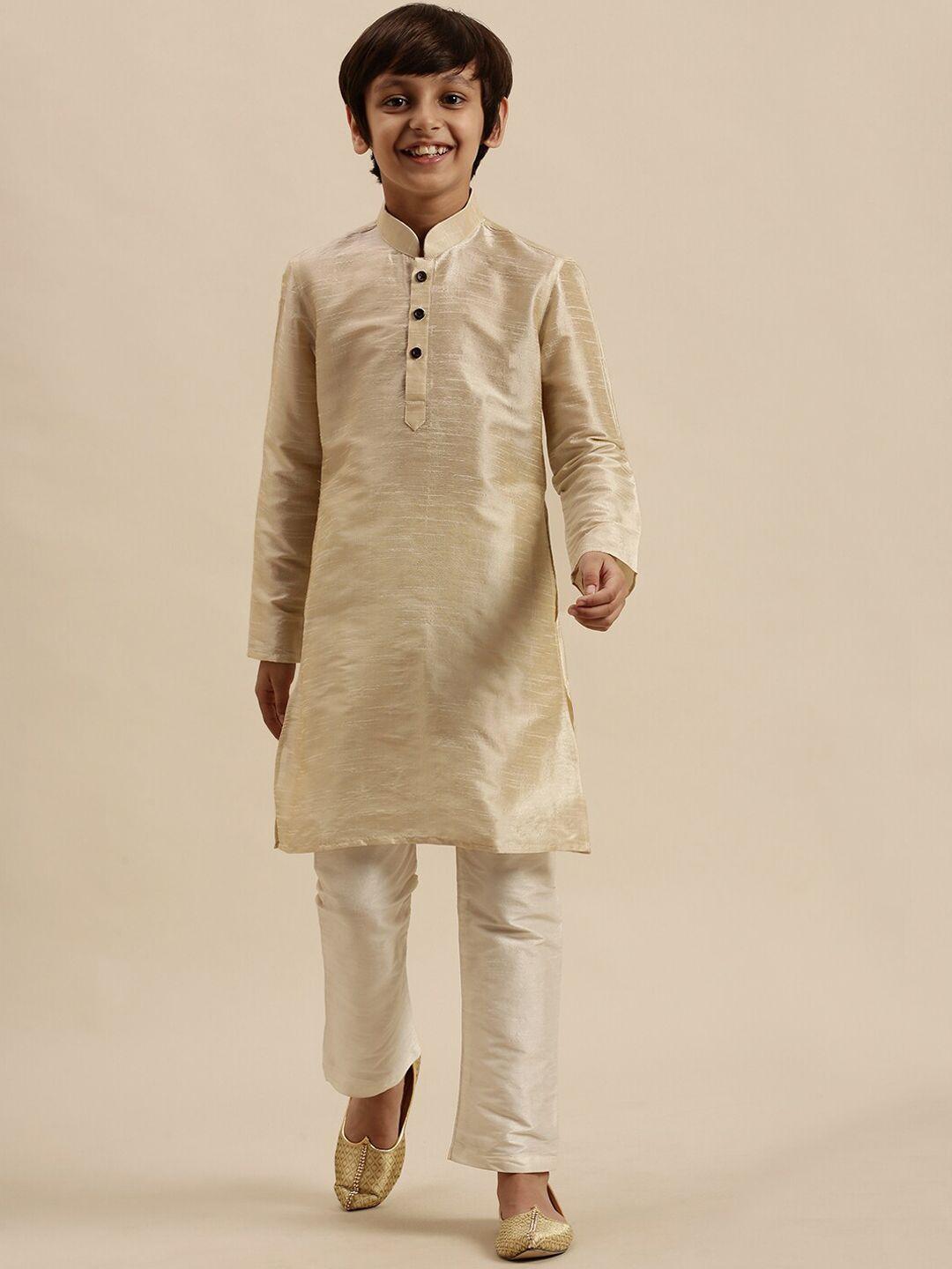 sanwara boys beige kurta with pyjamas