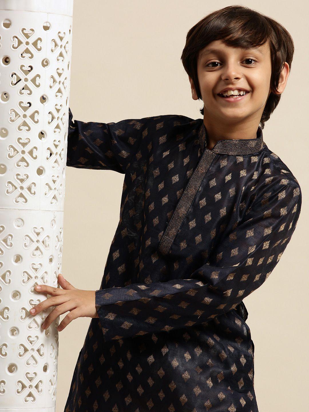 sanwara boys blue embroidered pastels kurta