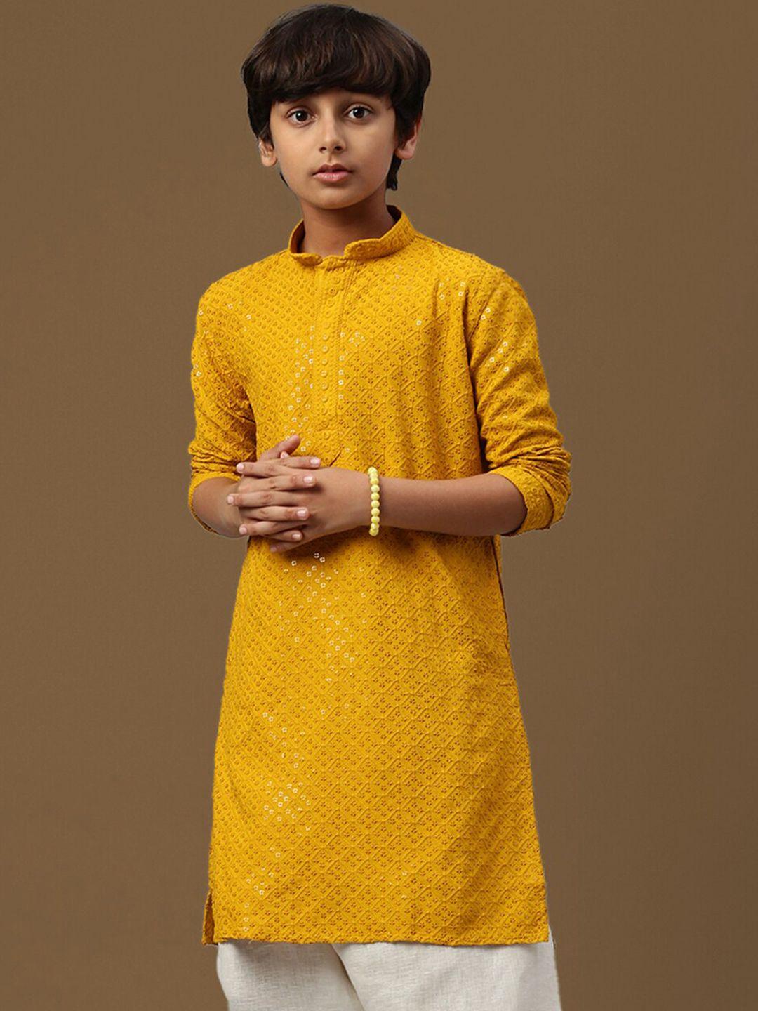 sanwara boys chikankari with sequins straight kurta