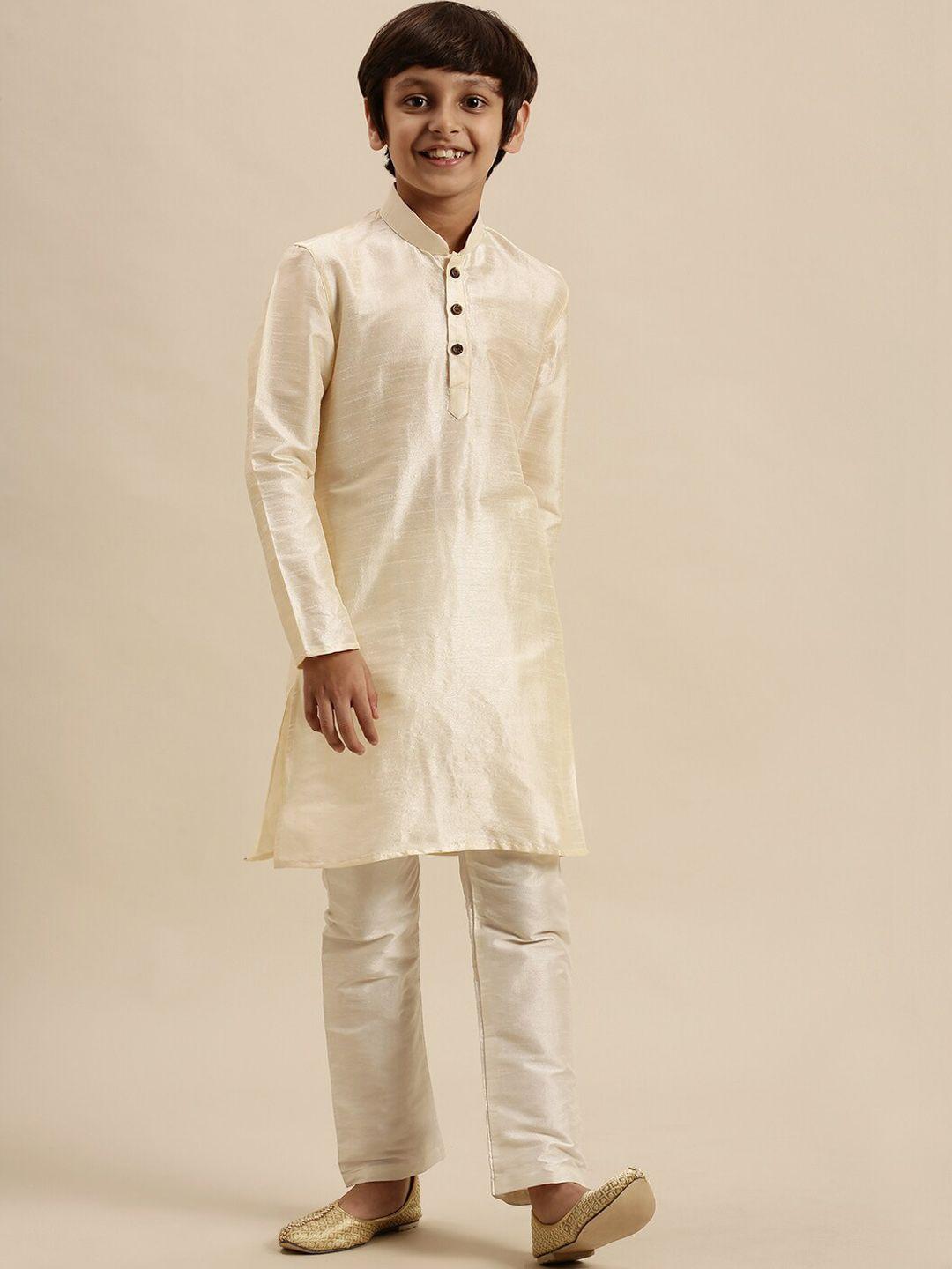 sanwara boys cream-coloured kurta with pyjamas