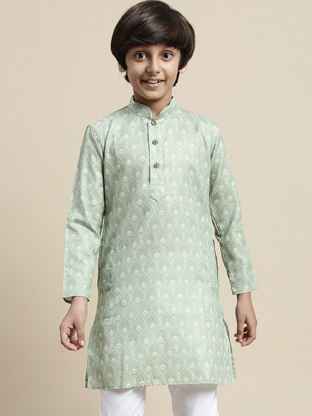 sanwara boys ethnic motif printed mandarin collar straight kurta