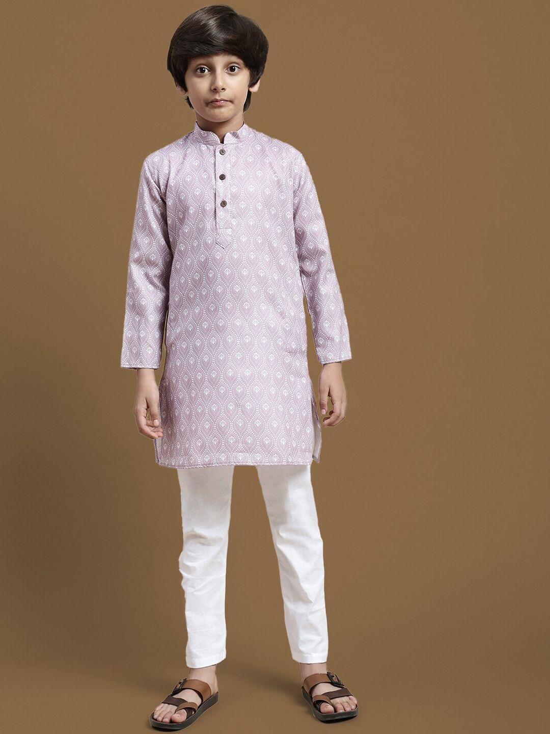 sanwara boys ethnic motifs printed straight kurta with pyjamas