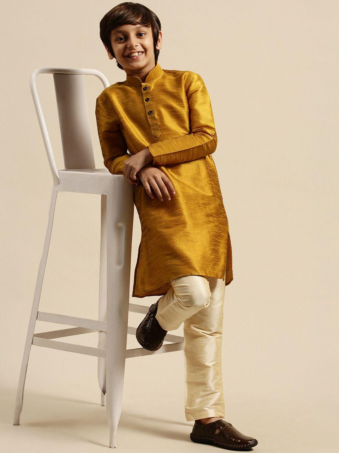 sanwara boys gold-toned art silk kurta