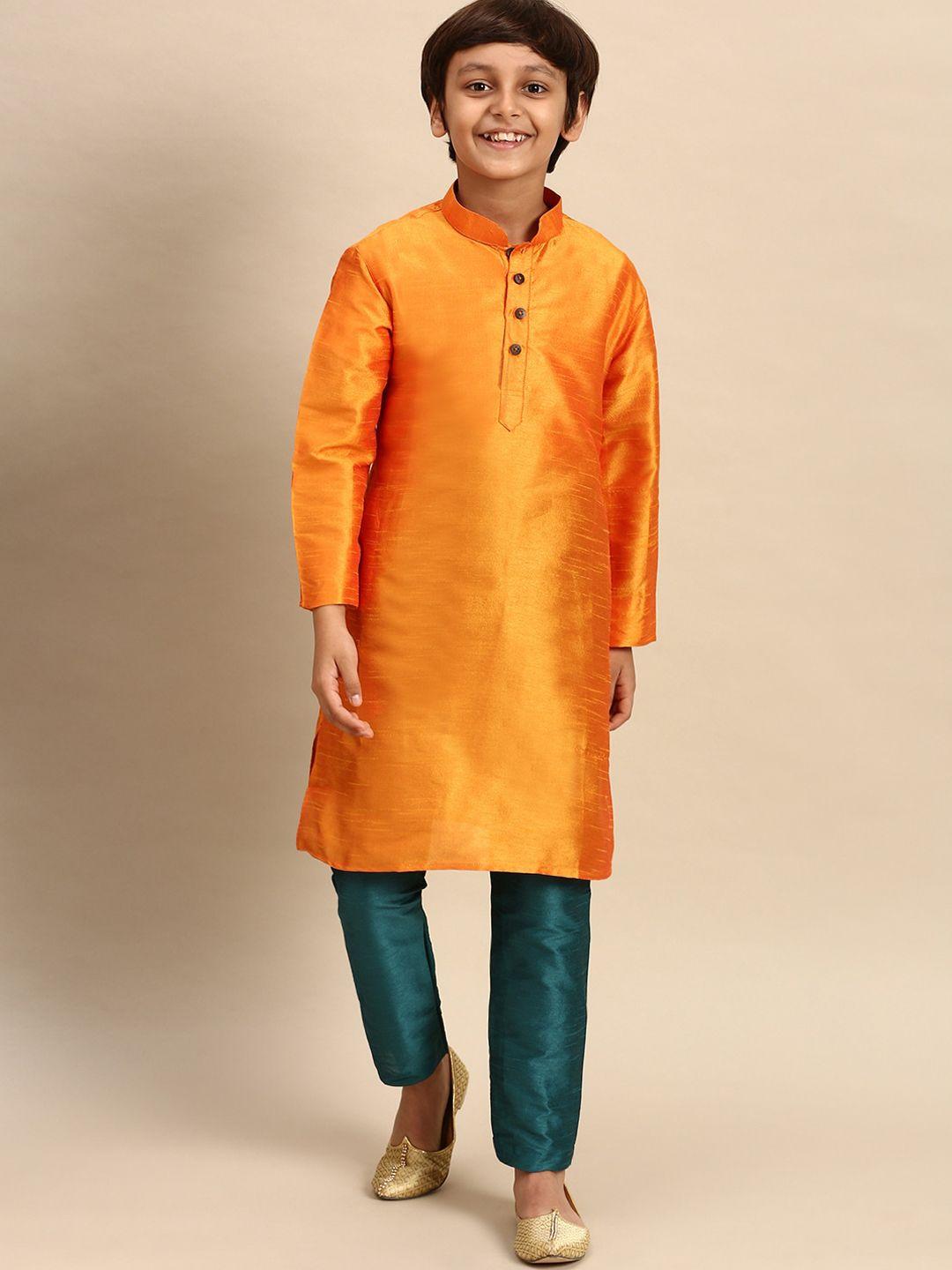 sanwara boys green firozi art silk pyjama