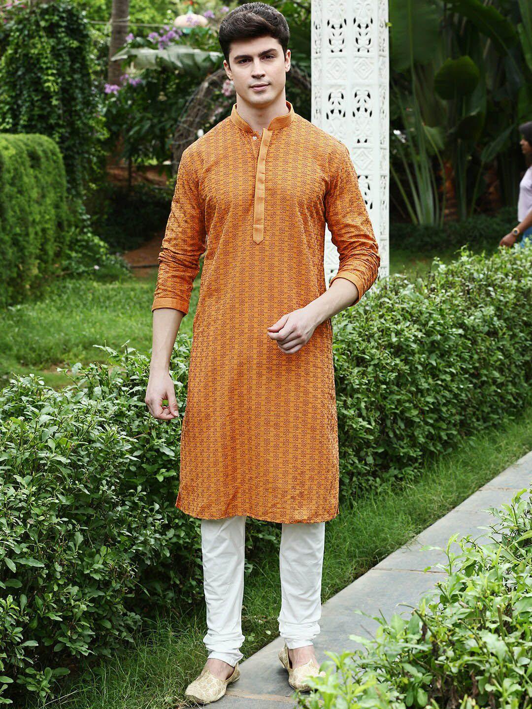 sanwara ethnic motifs chikankari embroidered cotton kurta