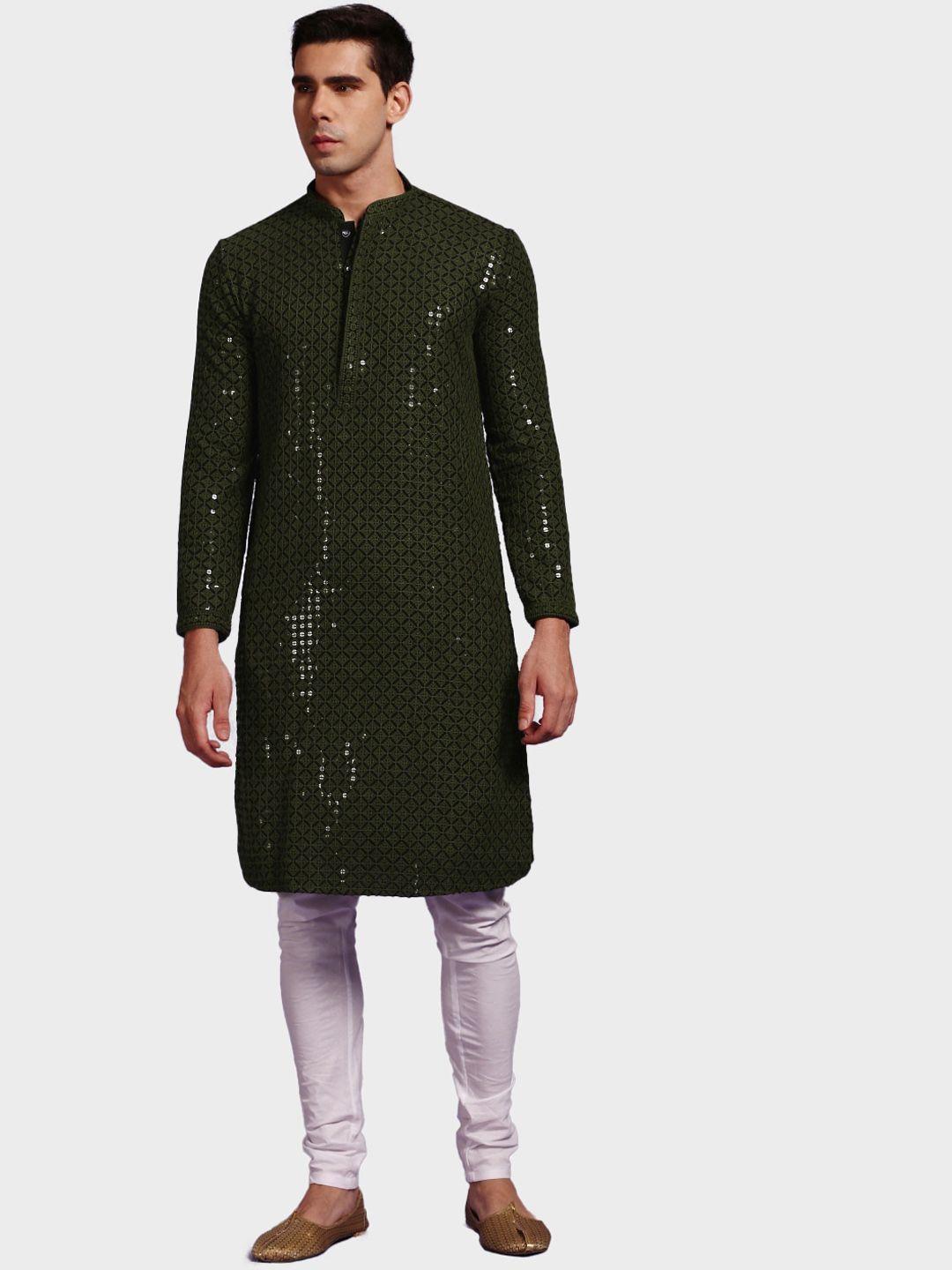 sanwara ethnic motifs embroidered sequinned kurta with pyjamas