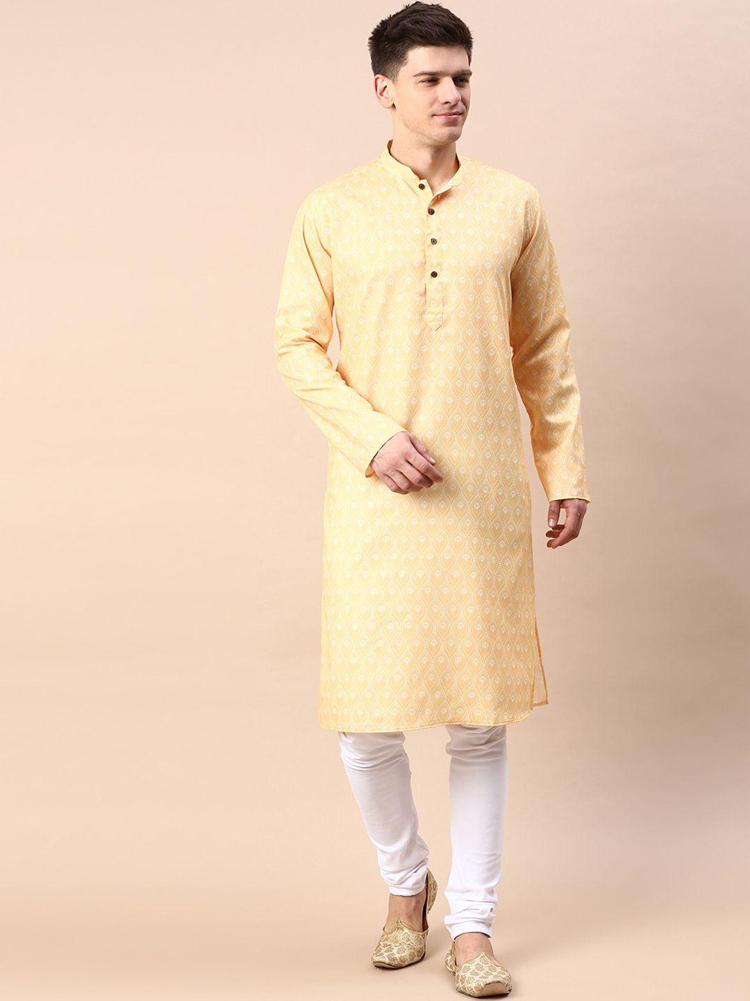 sanwara ethnic motifs printed pure cotton kurta with pyjamas