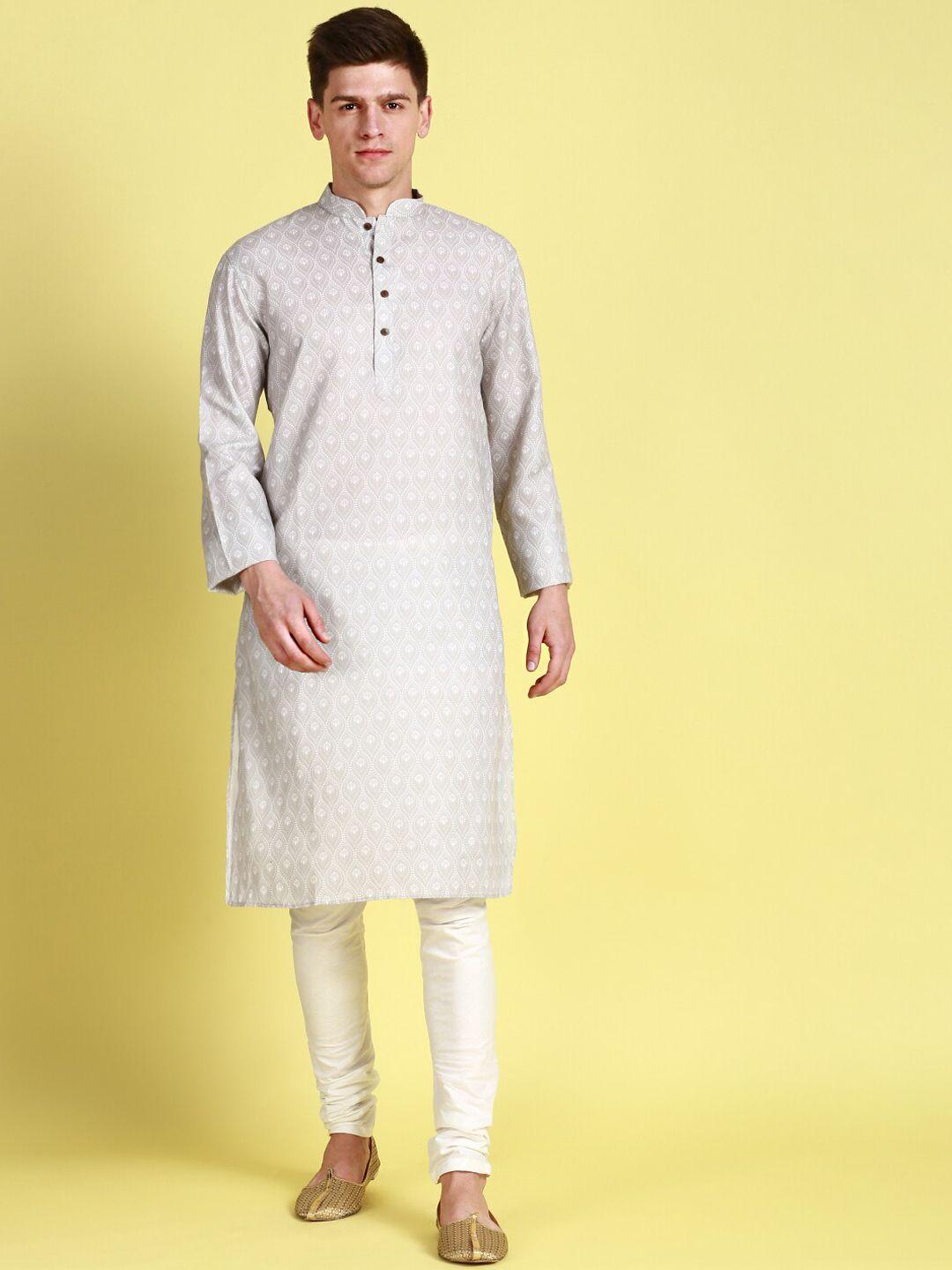 sanwara ethnic motifs printed pure cotton kurta with pyjamas