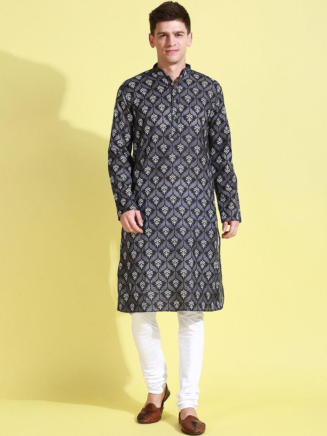 sanwara ethnic motifs printed pure cotton kurta with pyjamas