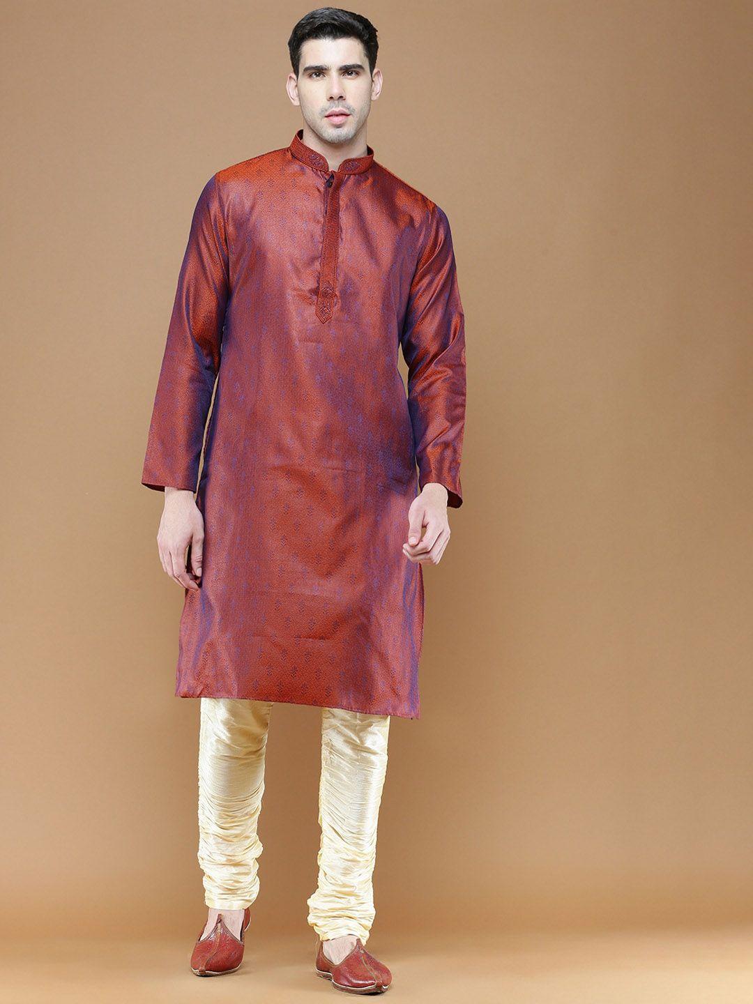 sanwara ethnic motifs woven design regular kurta with pyjamas