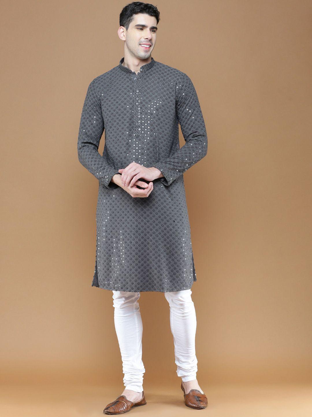 sanwara floral embroidered chikankari sequinned kurta with pyjamas