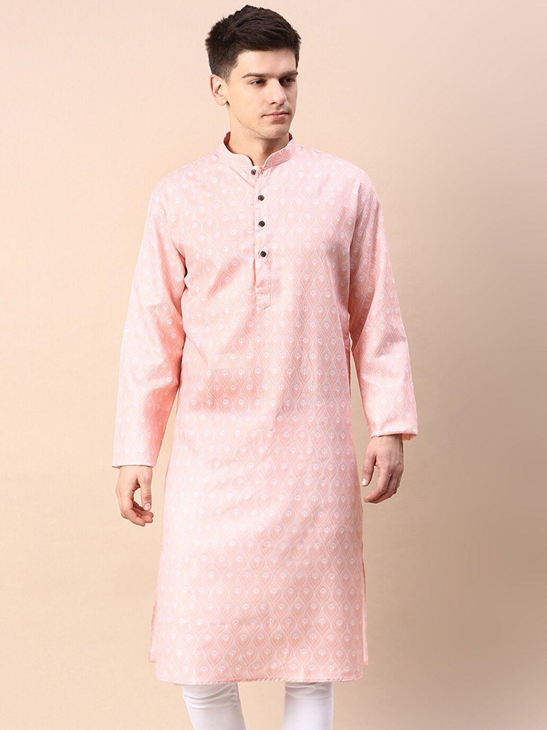 sanwara floral printed mandarin collar cotton kurta