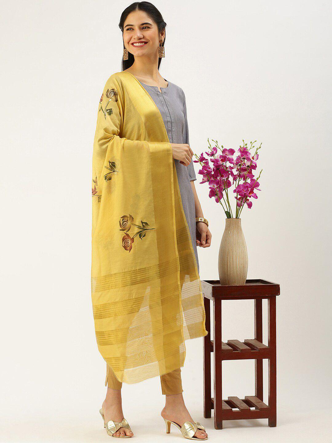 sanwara floral printed zari dupatta