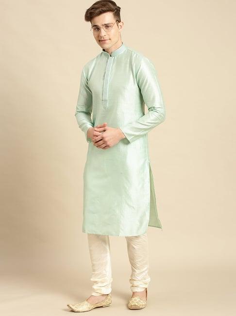 sanwara green self pattern regular fit kurtas