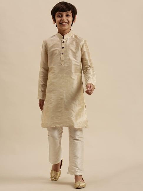sanwara kids beige regular fit kurta set