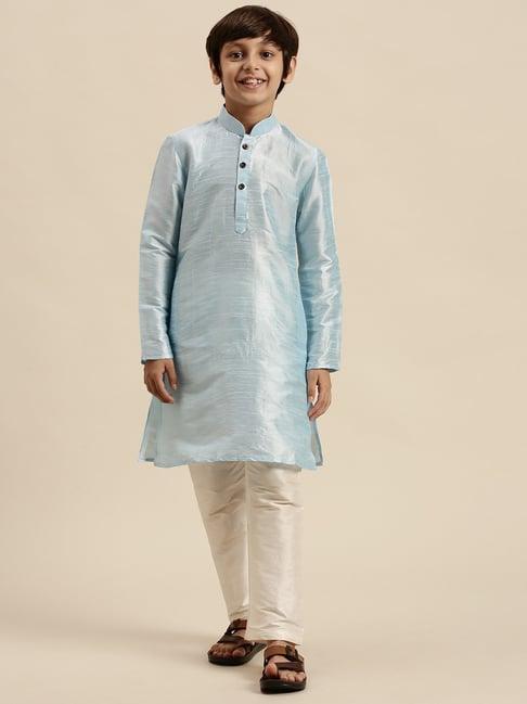 sanwara kids blue & white solid kurta set