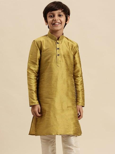 sanwara kids mehandi gold regular fit kurta