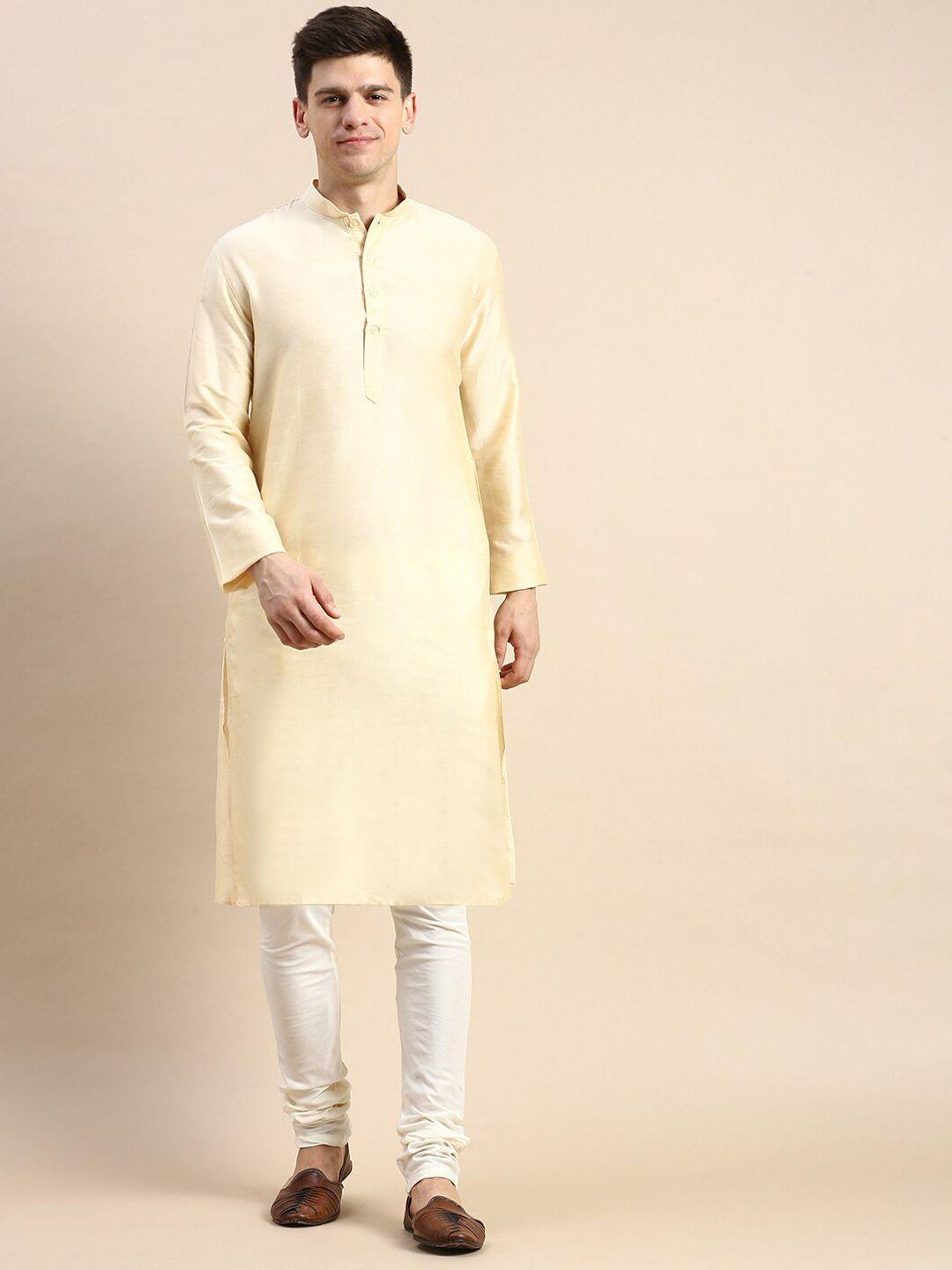 sanwara mandarin collar straight pure cotton kurta with pyjamas
