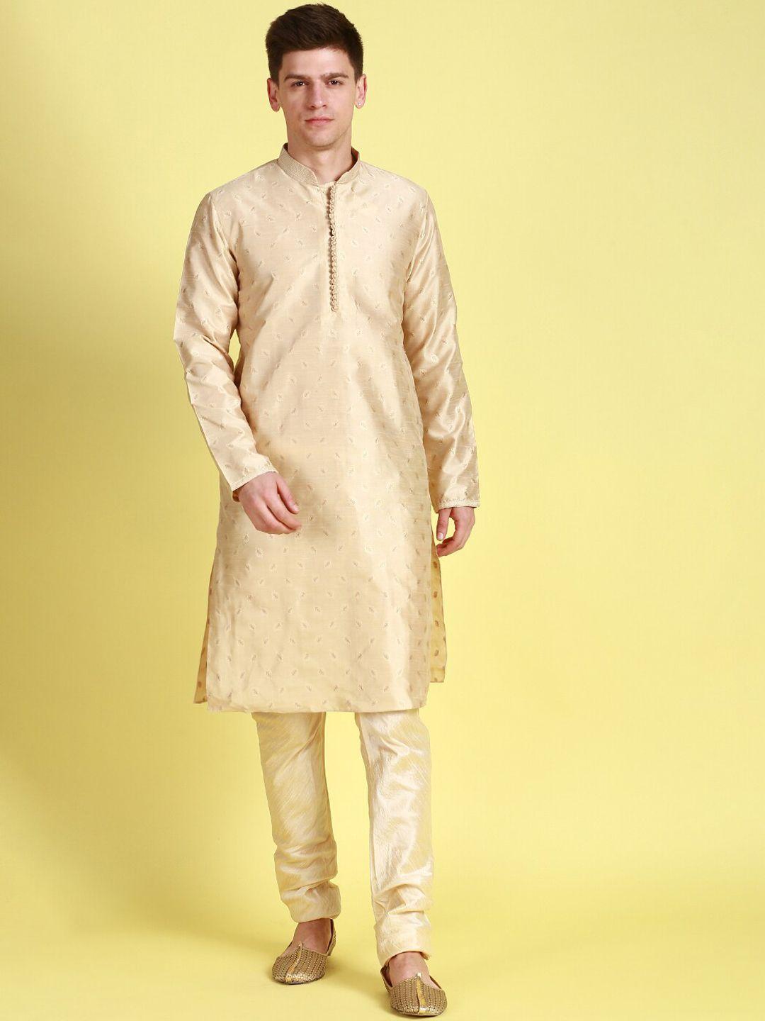 sanwara mandarin collar woven design thread work straight kurta with pyjamas