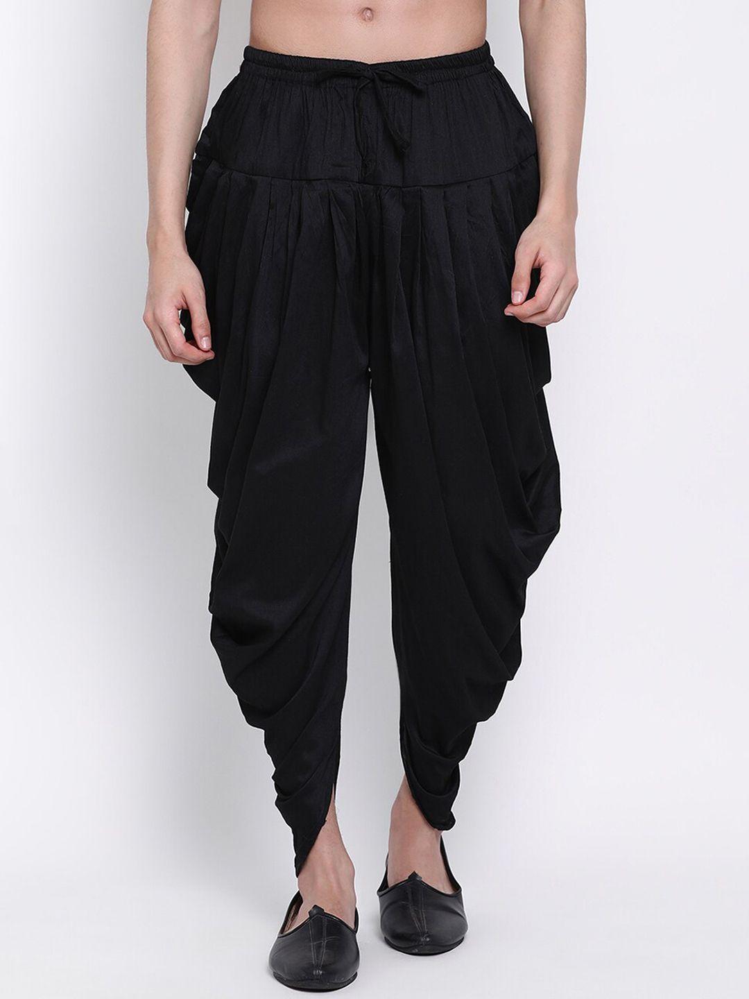 sanwara men art silk mid-rise cowl dhoti pants