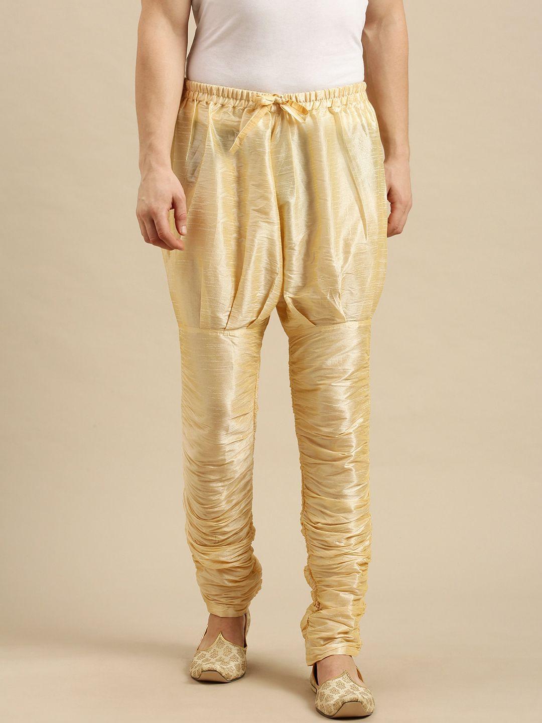 sanwara men beige solid relaxed-fit churidar-length pyjamas