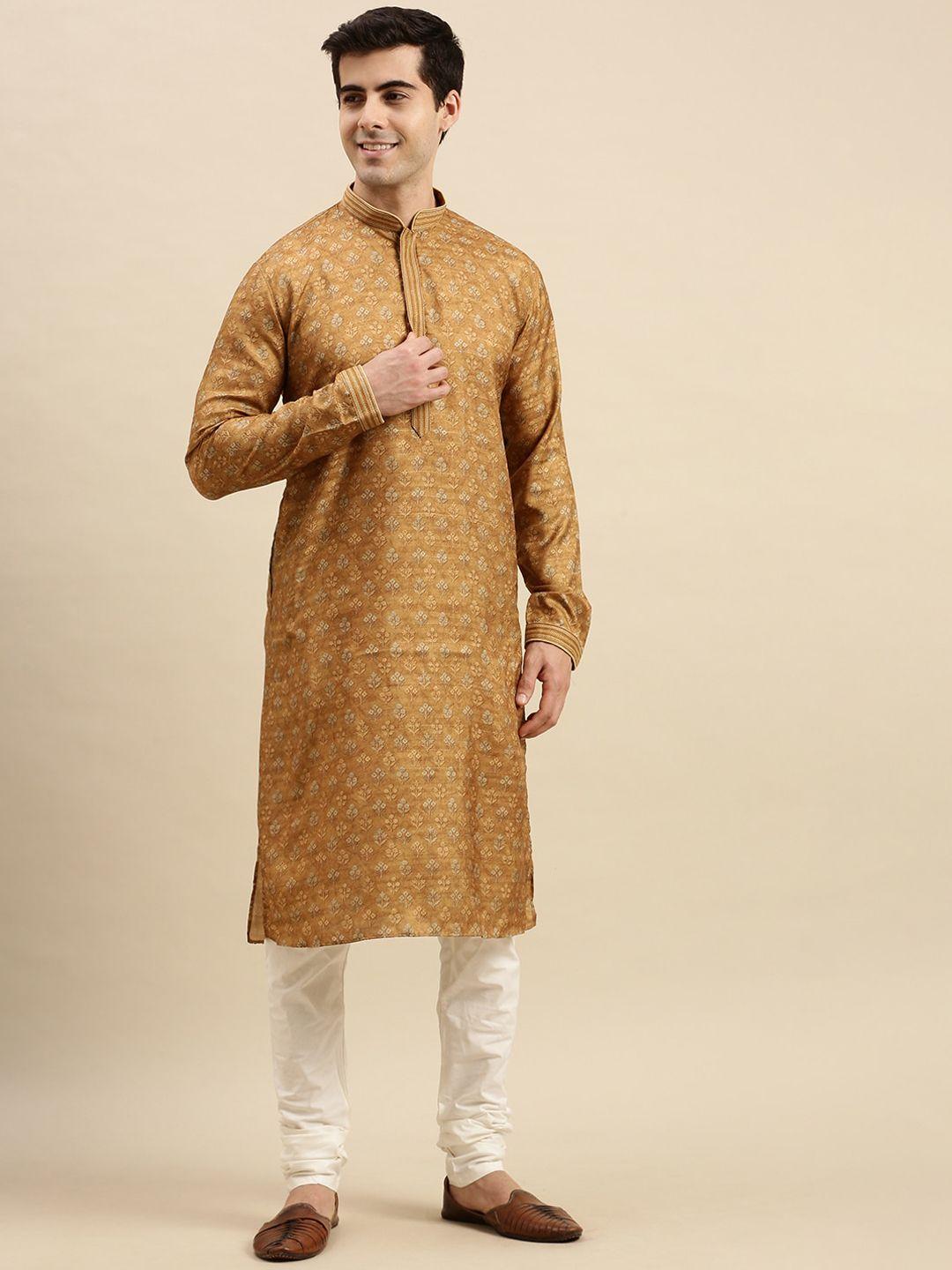 sanwara men brown kurta with pyjamas