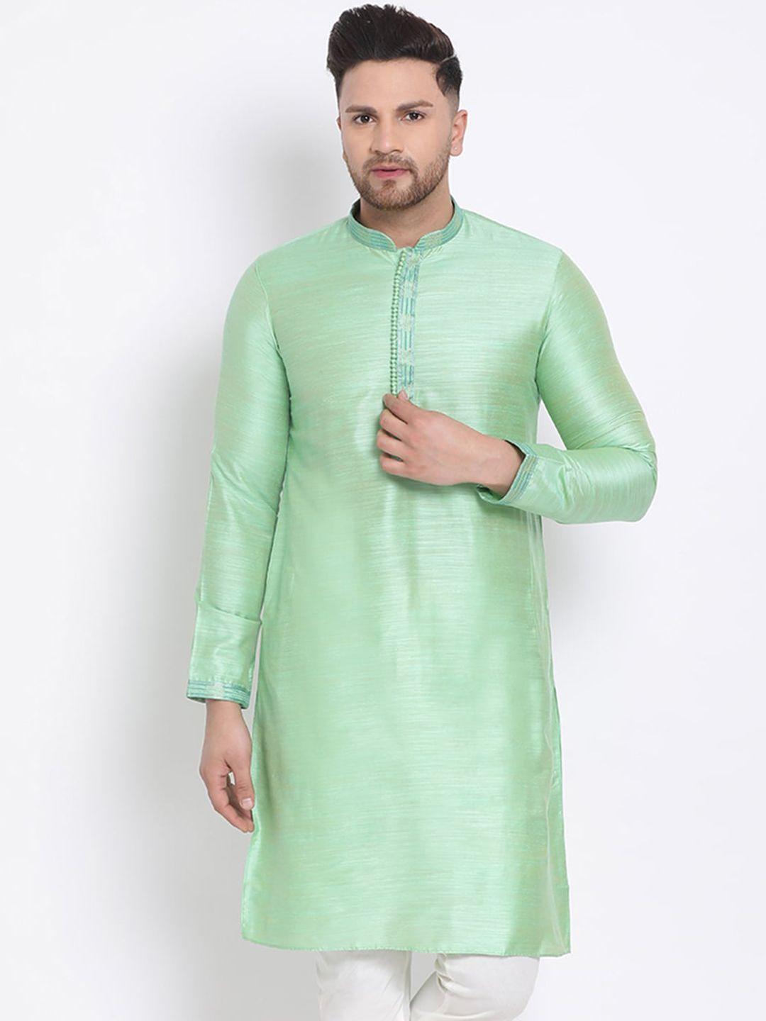 sanwara men green art silk kurta