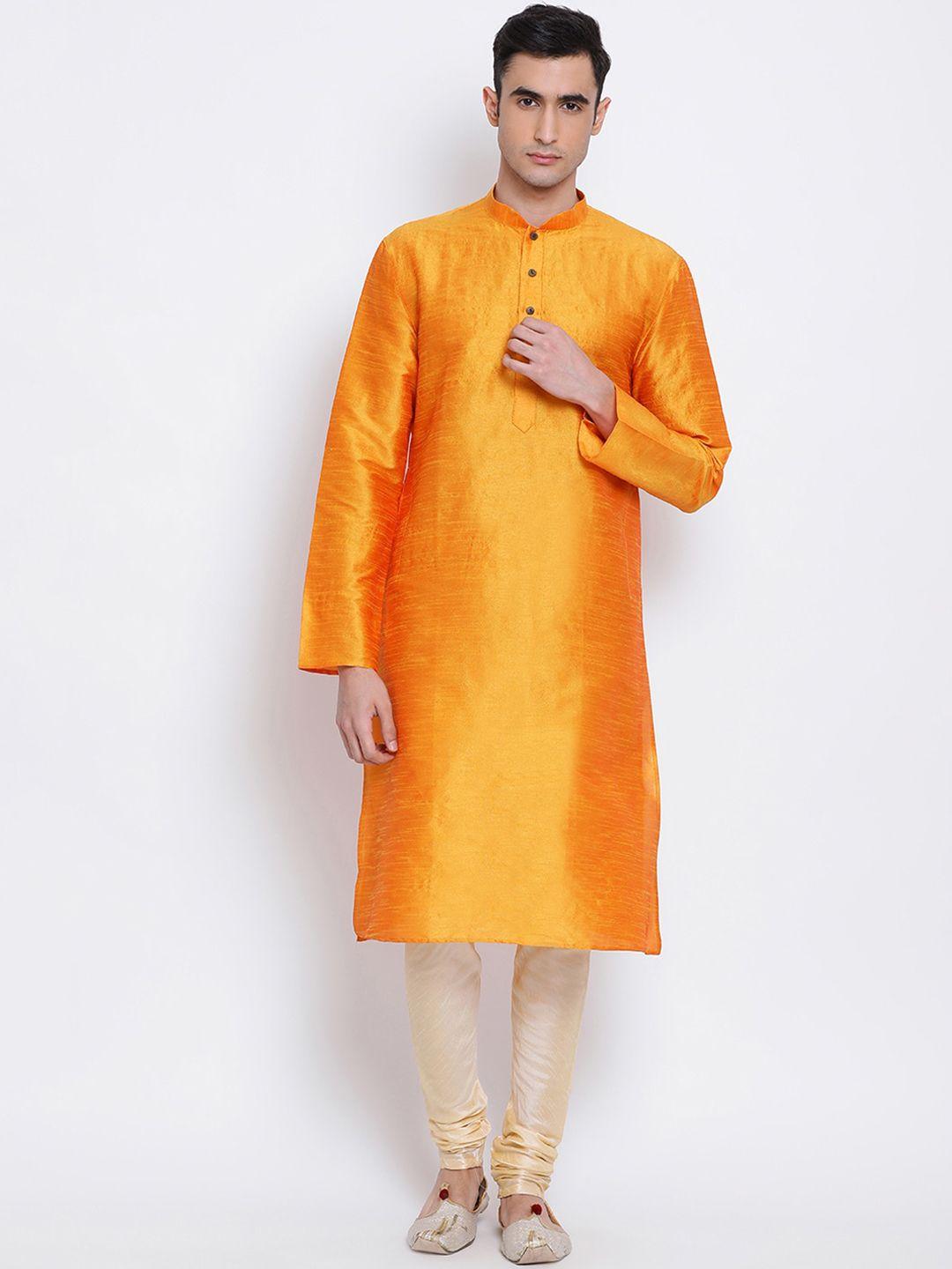 sanwara men orange regular kurta with pyjamas