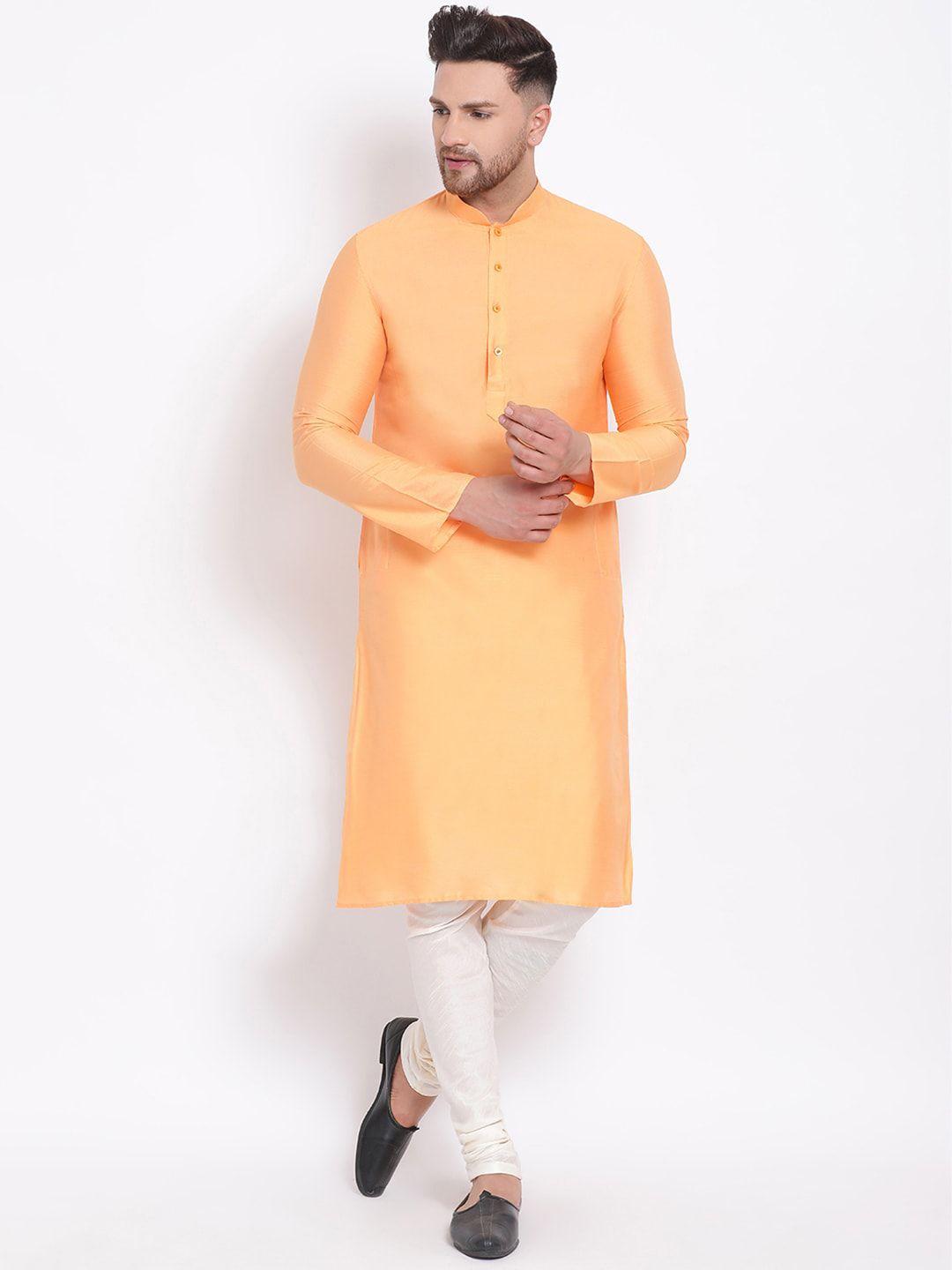 sanwara men orange solid kurta with pyjamas