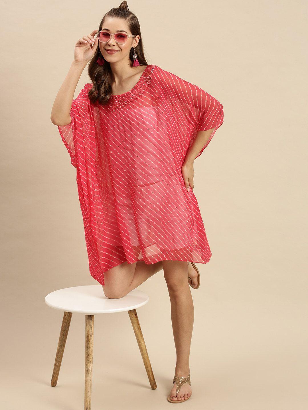 sanwara pink georgette kaftan dress