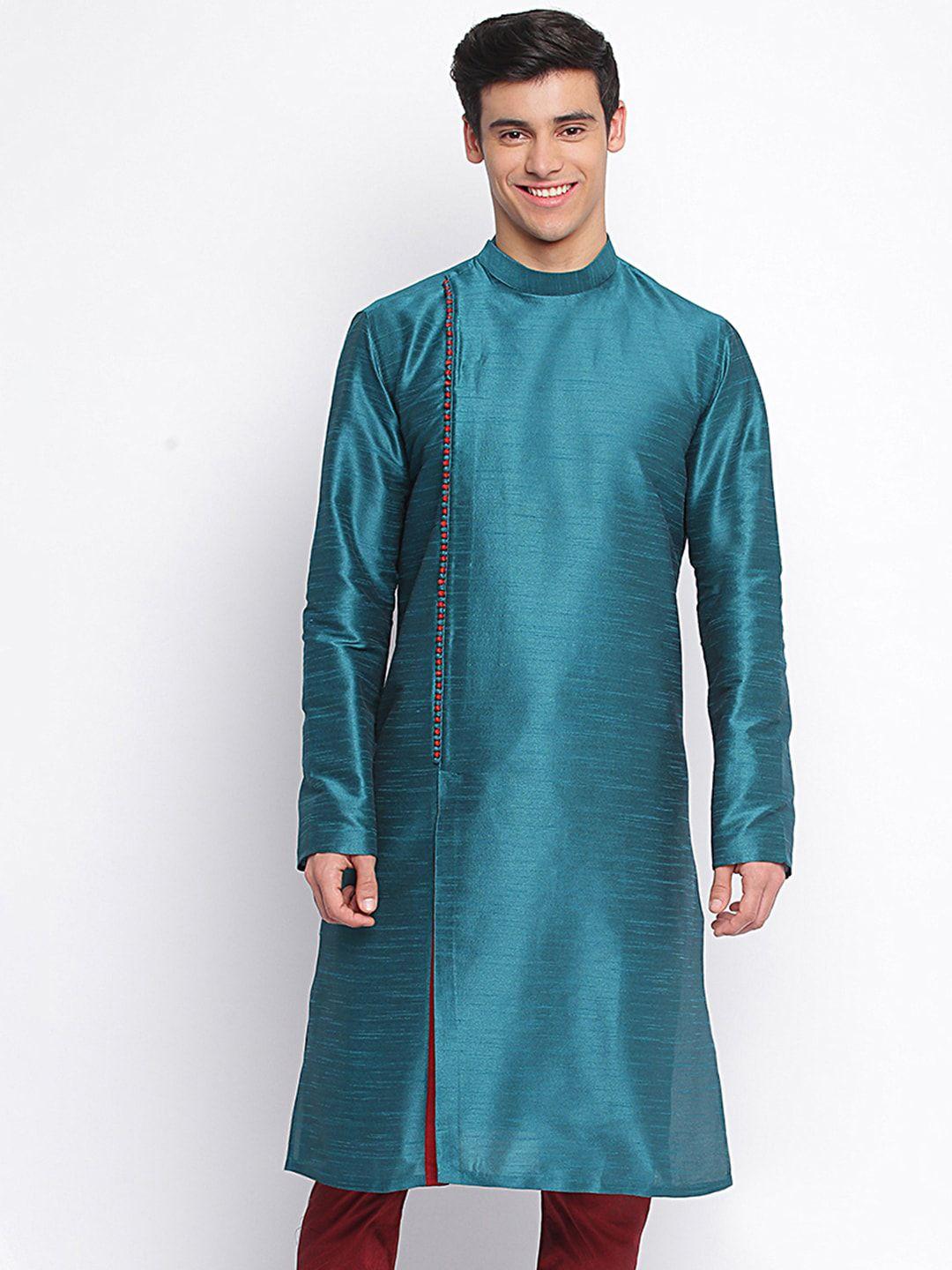 sanwara solid band collar angrakha kurta