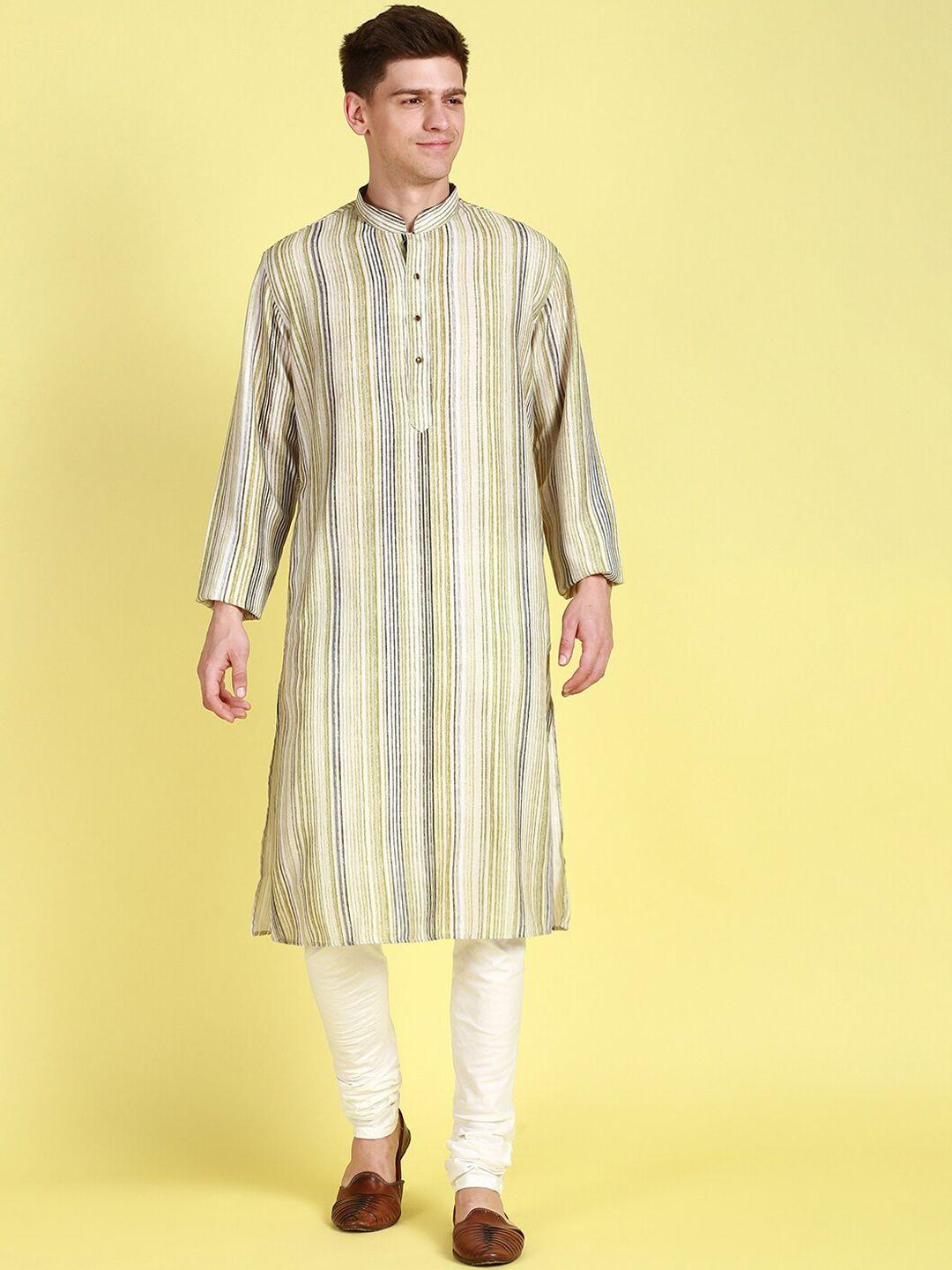sanwara striped pure cotton straight kurta with pyjamas