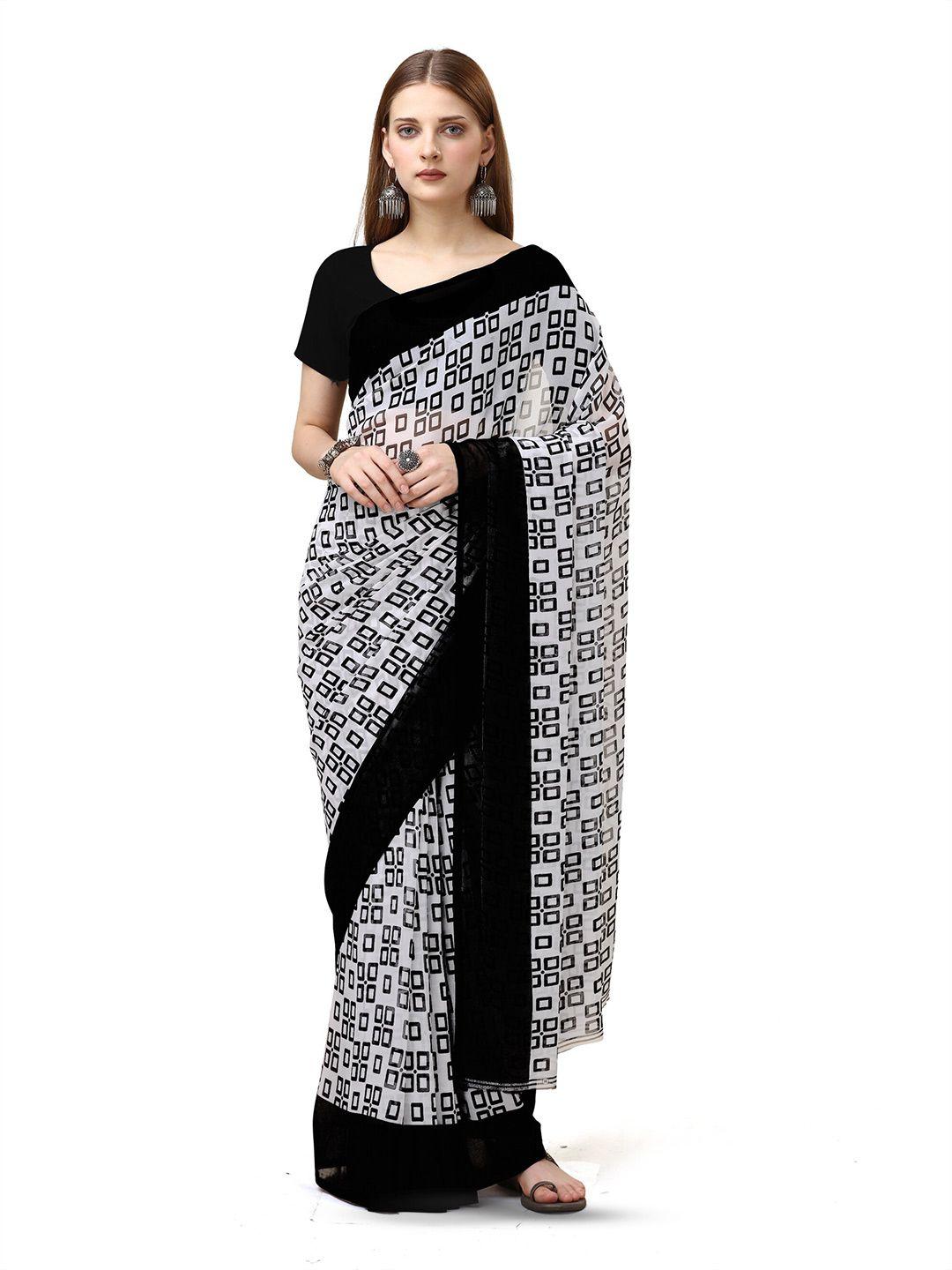 sanwariya silk geometric block print saree