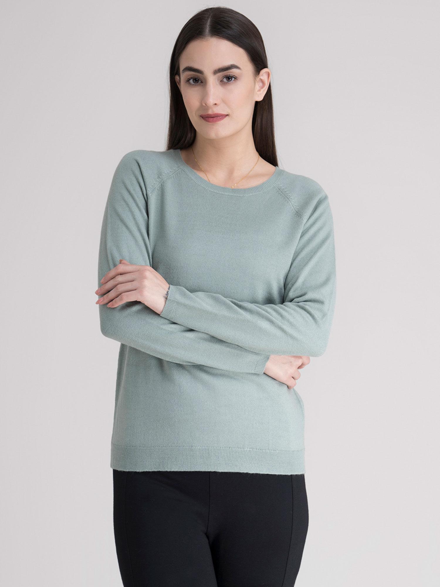 sap green raglan sleeve knit sweater