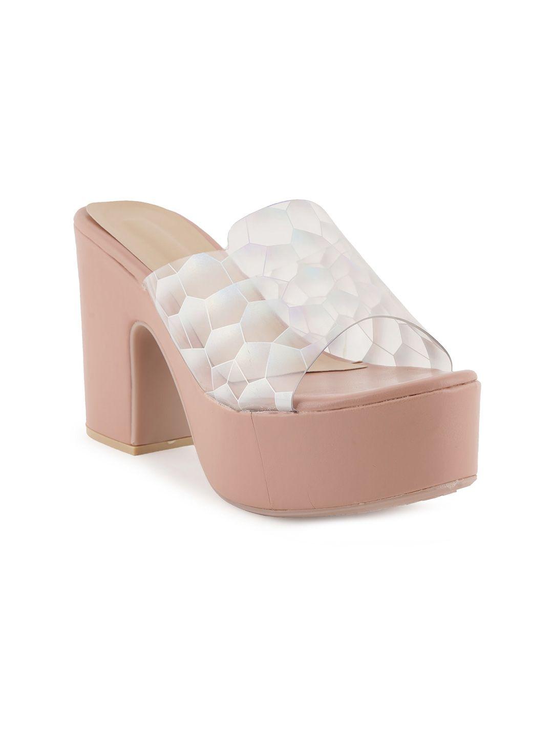 sapatos printed open toe platform heels