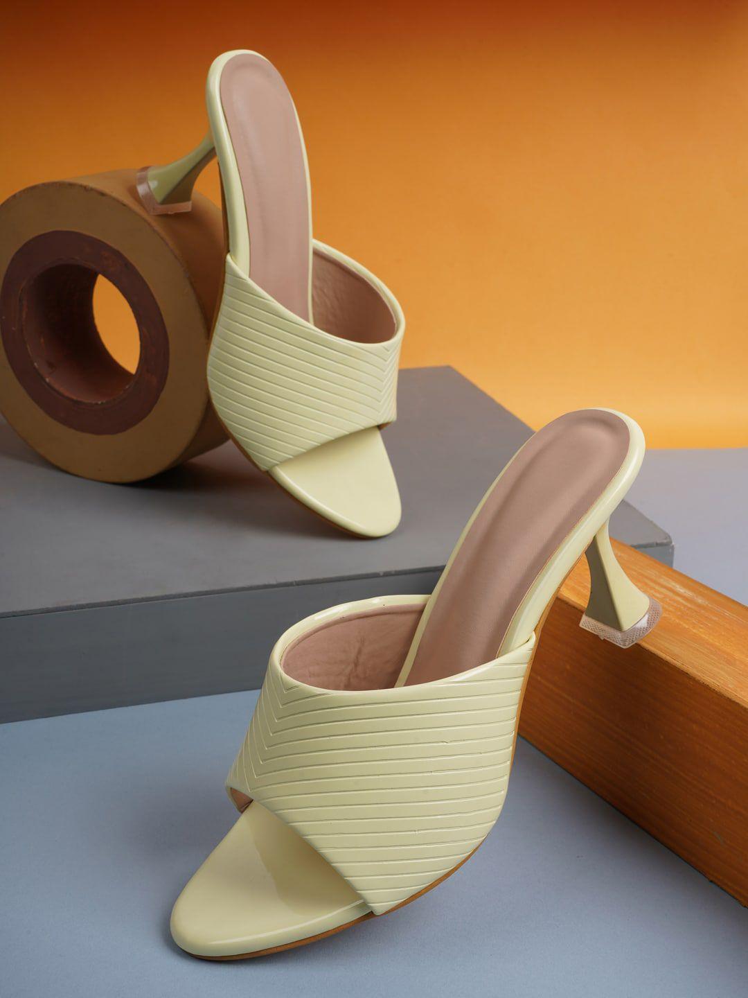 sapatos yellow colourblocked block mules