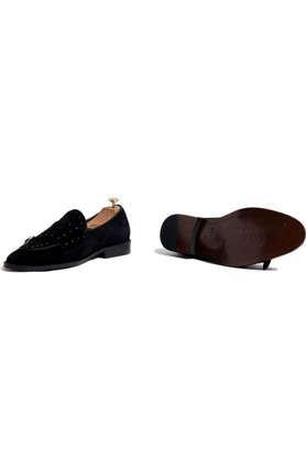 sapphire batwing studded suede slip-on men's monk shoes - black