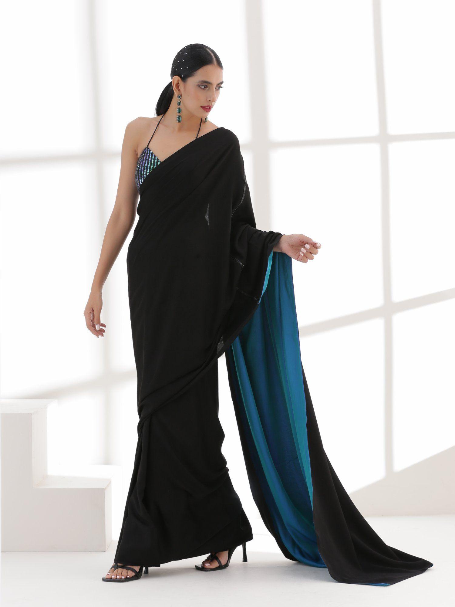 sapphire black surprise saree