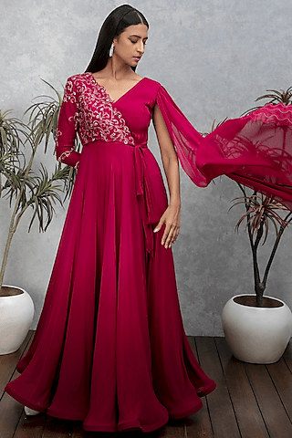 sapphire pink embroidered gown