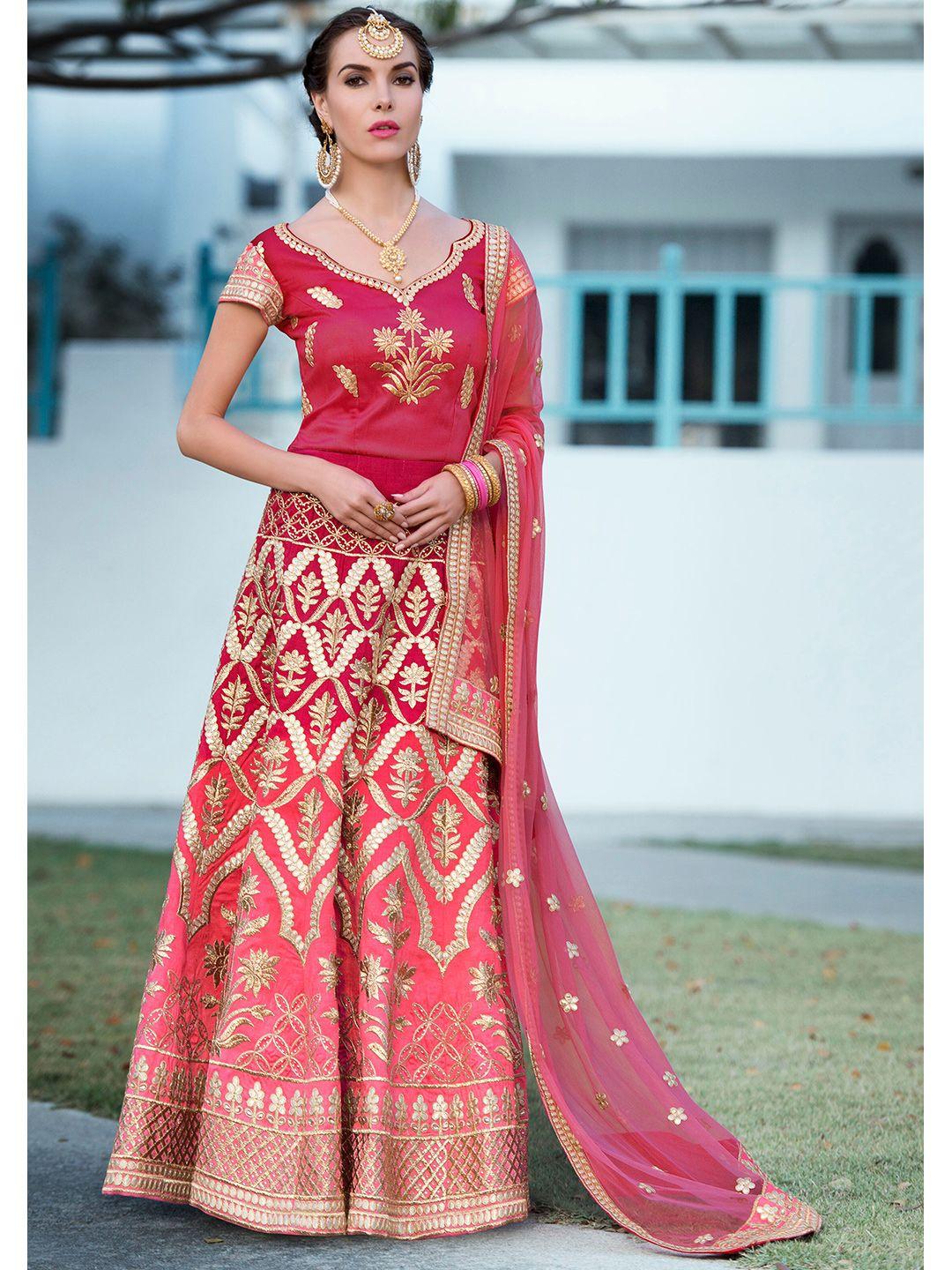 saptrangi embroidered semi-stitched lehenga & unstitched blouse with dupatta