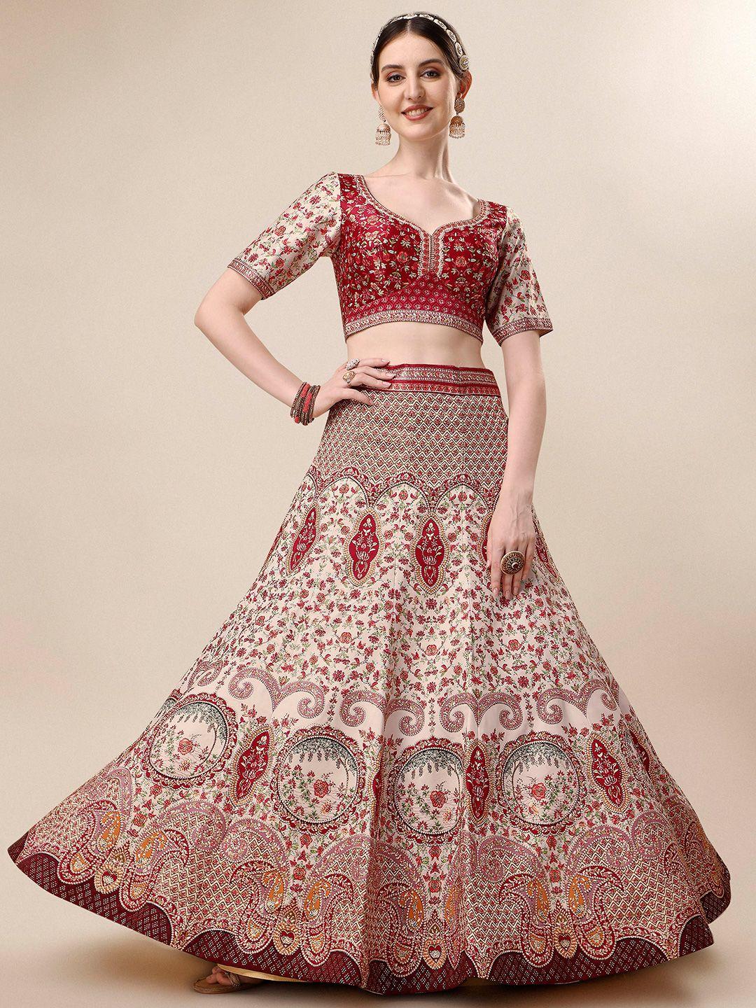 saptrangi ethnic motifs printed ready to wear lehenga & blouse with dupatta