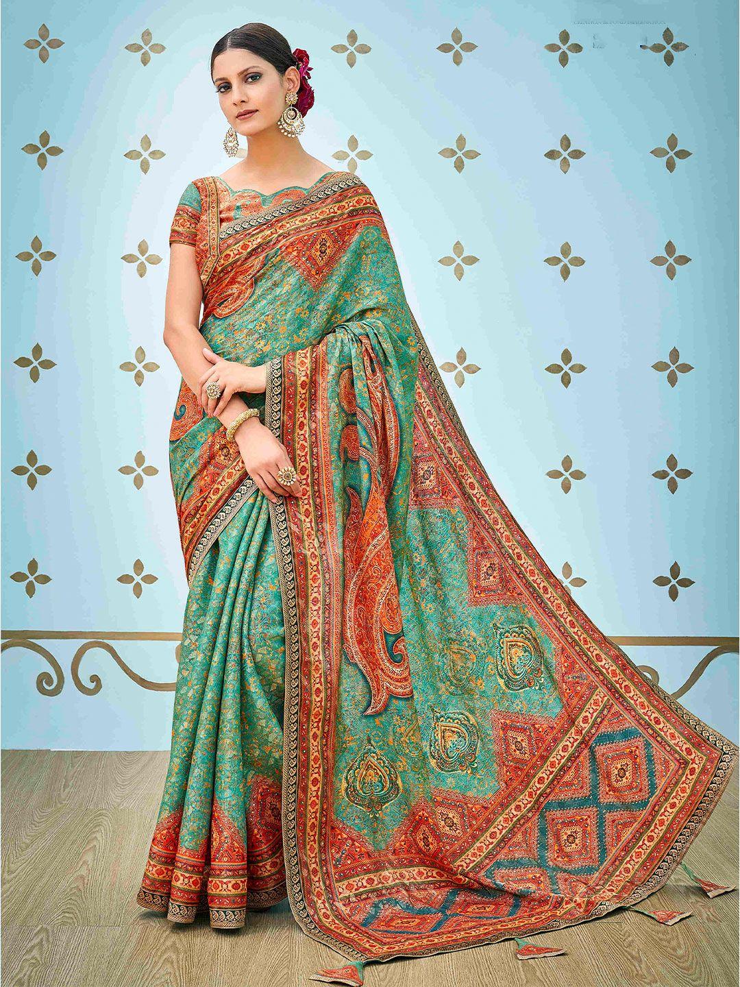 saptrangi ethnic motifs printed saree