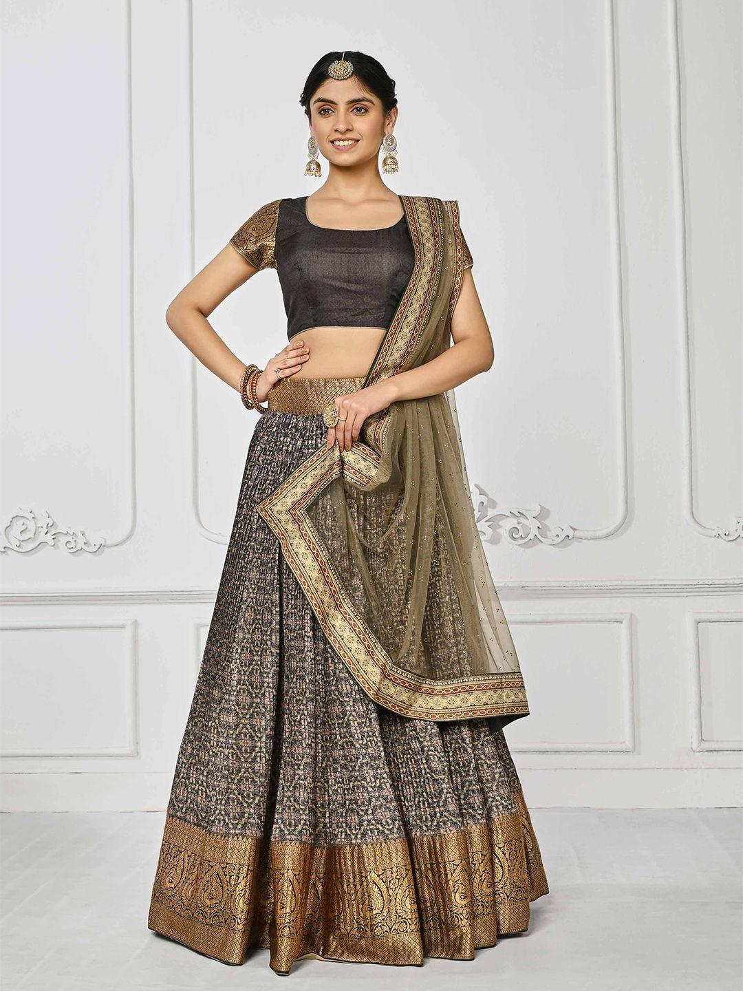 saptrangi ethnic motifs printed zari semi-stitched lehenga choli