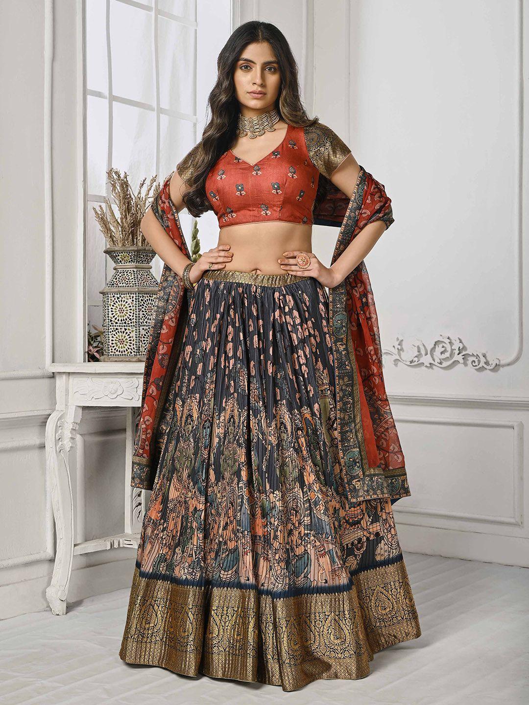 saptrangi floral printed ready to wear lehenga & blouse with dupatta