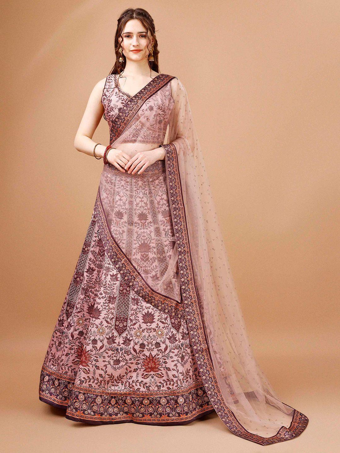 saptrangi pink printed ready to wear lehenga & blouse with dupatta