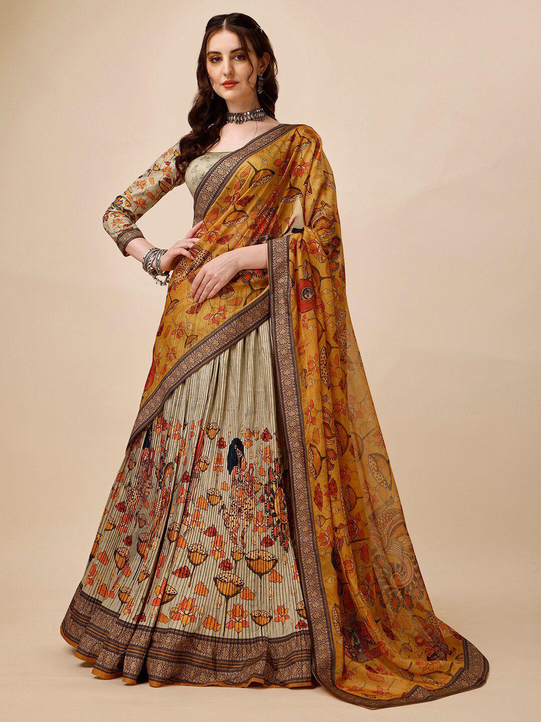 saptrangi printed semi-stitched lehenga & unstitched blouse with dupatta