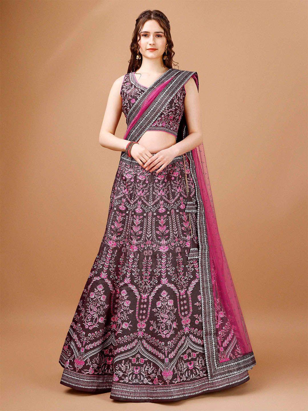 saptrangi purple printed ready to wear lehenga & blouse with dupatta